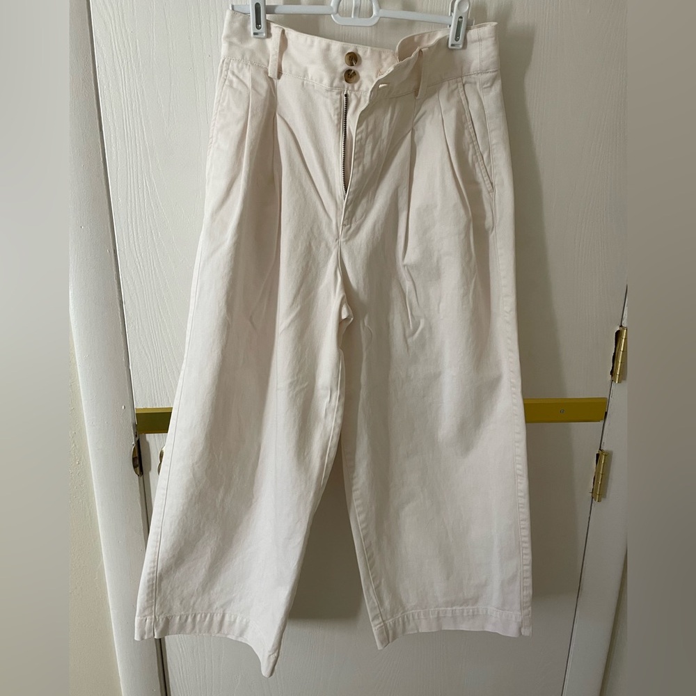 Madewell High Waist Crop Wide Leg Pants in Ivory Size 4